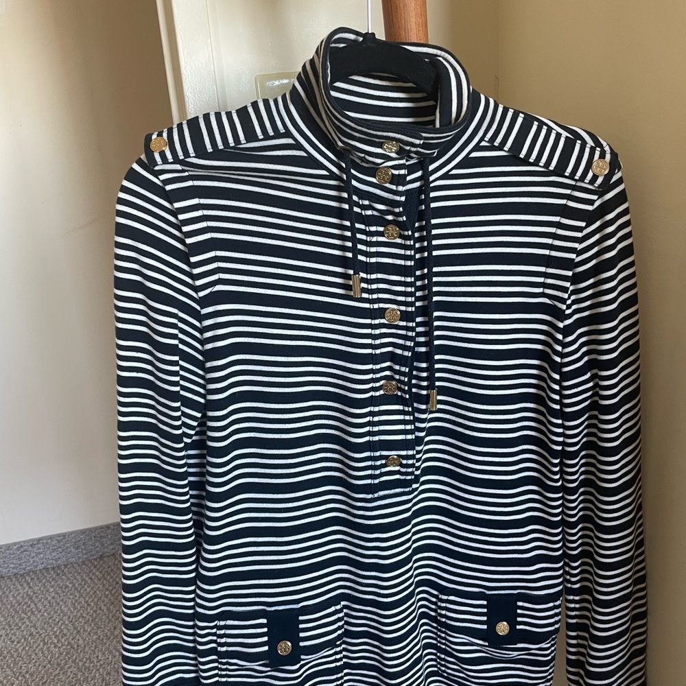 Tory Burch Black and White Striped Top